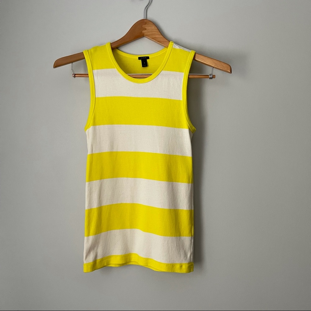 J Crew Creme and Yellow Striped Tank Size S